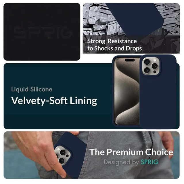 Sprig Premium Back Cover for Apple Iphone 14 Pro Max Liquid Silicone Shock Proof | Midnight Blue | MagSafe Compatible
