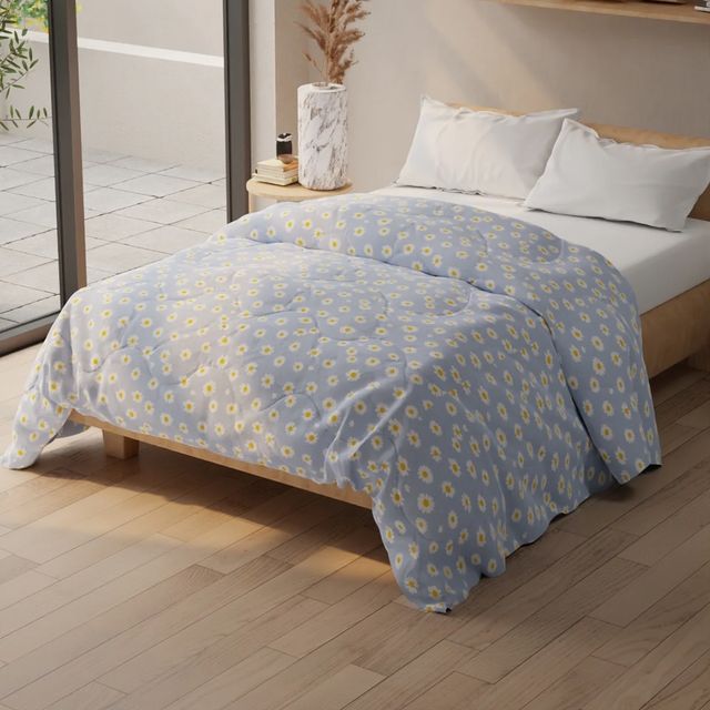 Kopa Super Soft Microfiber Double Comforter for All Weather |Double Size | Floral | Blue, Yellow