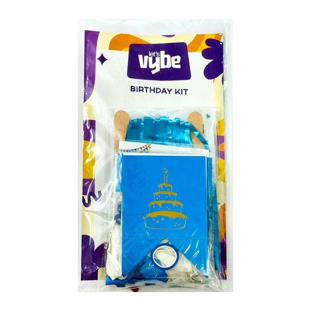 Let's Vybe Birthday Decoration Kit Blue and White