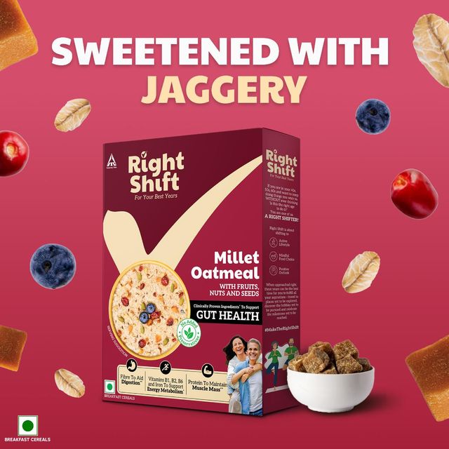 ITC Right Shift Millet Oatmeal | High Protein & Fibre, No preservative | Sweetened with Jaggery