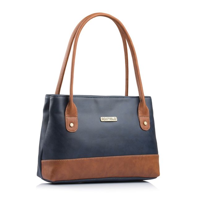 Fostelo Women's Vegan Leather Zara Handbags Shoulder Hobo Bag Ladies Purse | Blue | Medium