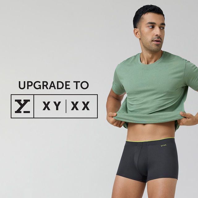 XYXX Uno IntelliSoft Micro Modal Solid Trunk | Men's Innerwear | Pack of 2 |Grey + Black- XL