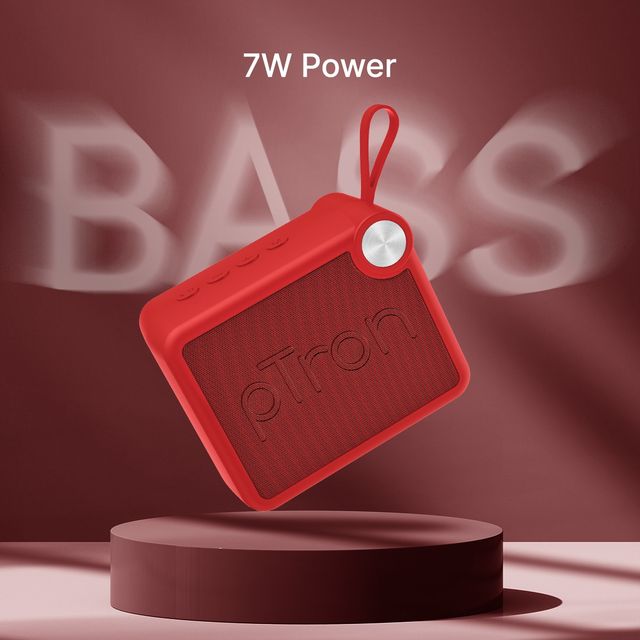 pTron Musicbot Pop V2 7W Mini Bluetooth Speaker with Pristine Sound & 8 Hours Playtime | Red