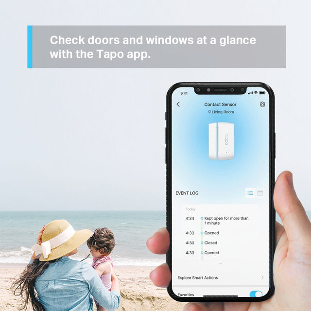 TP-Link Tapo T110 Smart Contact Sensor, Work with Alexa, Hub Required Sold Separately