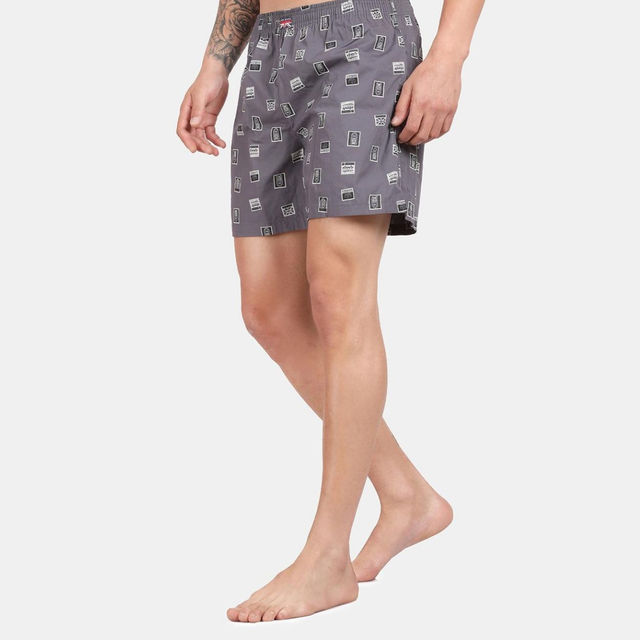 Pepe Jeans Men's Abstract Cotton Boxers | Dark Grey - S