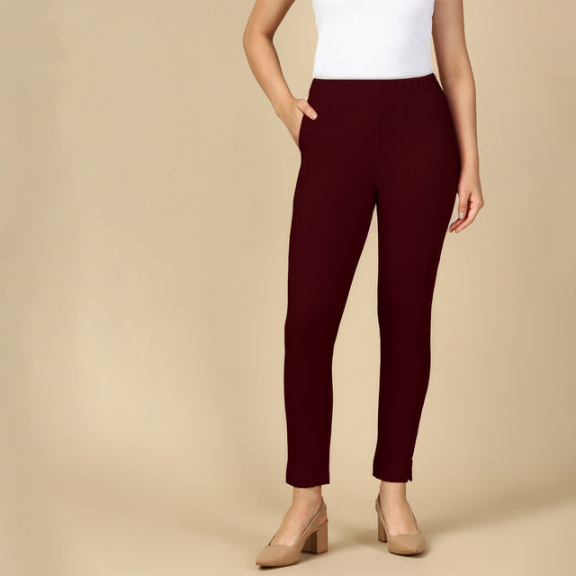PYNK By Lux Cozi Women's Premium Modern Kurti Pants | Deep Maroon | Free Size
