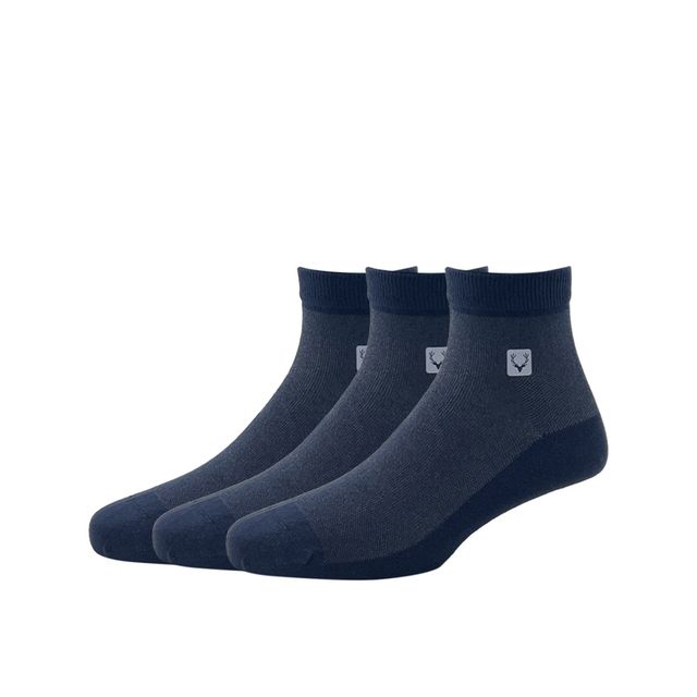 Allen Solly Men's Cotton Quarter Crew Pique Pattern Socks - Navy