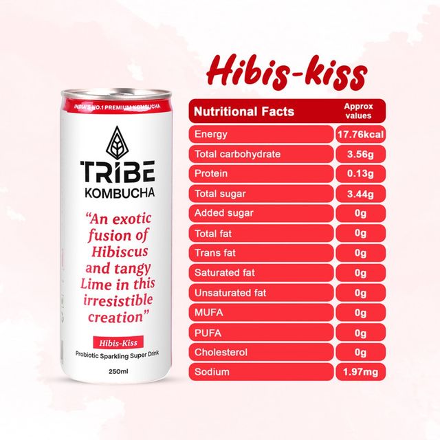 Tribe Naturally Sparkling Probiotic Green Tea With Herbs & Spices Kombucha () & Tribe Naturally Sparkling Probiotic Herbal Green Tea With Hibiscus & Lemon Kombucha () Combo