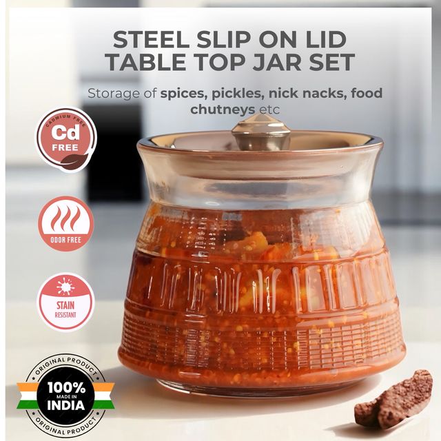 Yera 2 pcs Jars Set With Steel Lids Handi Style