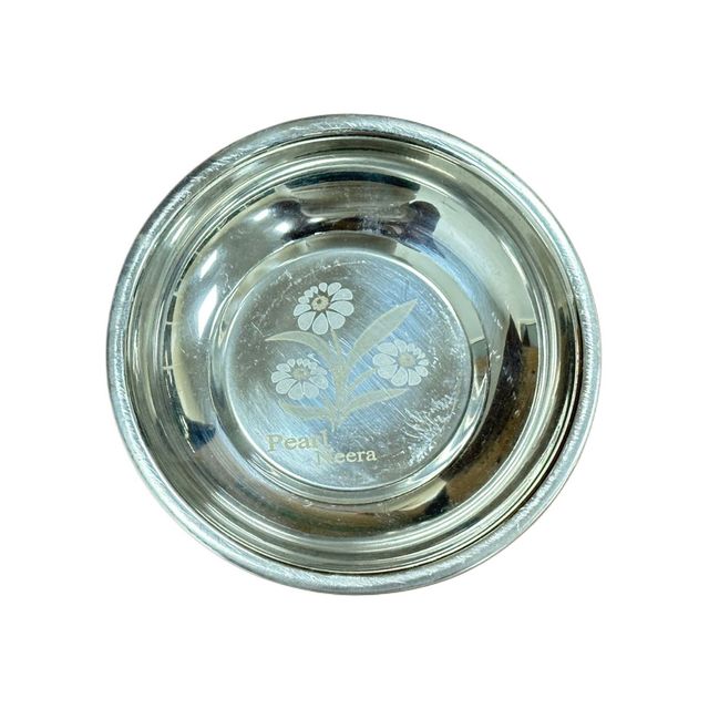 DiaCraft Stainless Steel Halwa Katori For Kanjak Gifting - Silver | Laser Finish