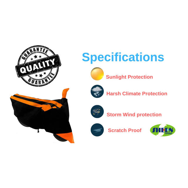 Sheen SBCORANGE14 Waterproof Two Wheeler Cover for Bajaj (Pulsar 150, Black, Orange)