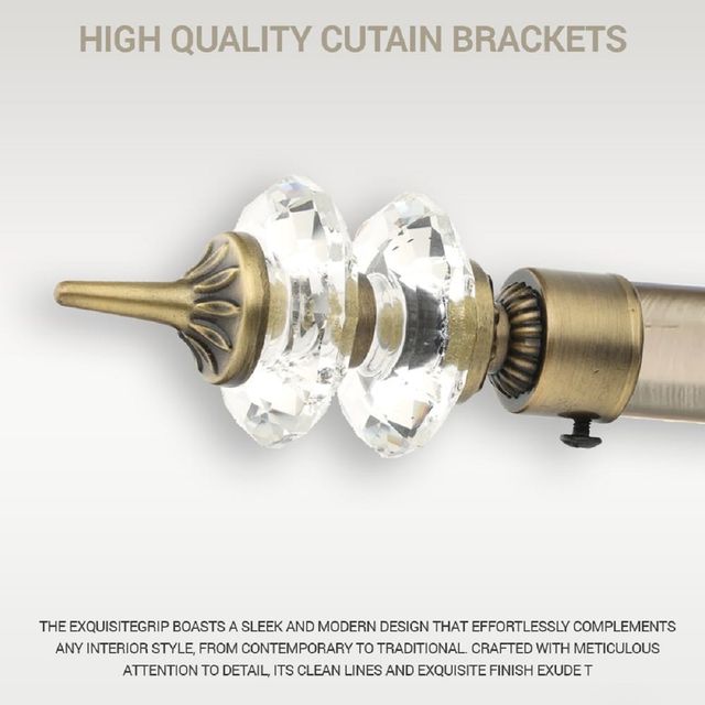 Gloxy Aluminium Double Diamond Curtain Brackets | Support Fittings 1 inch Rod | Antique 2 Pair