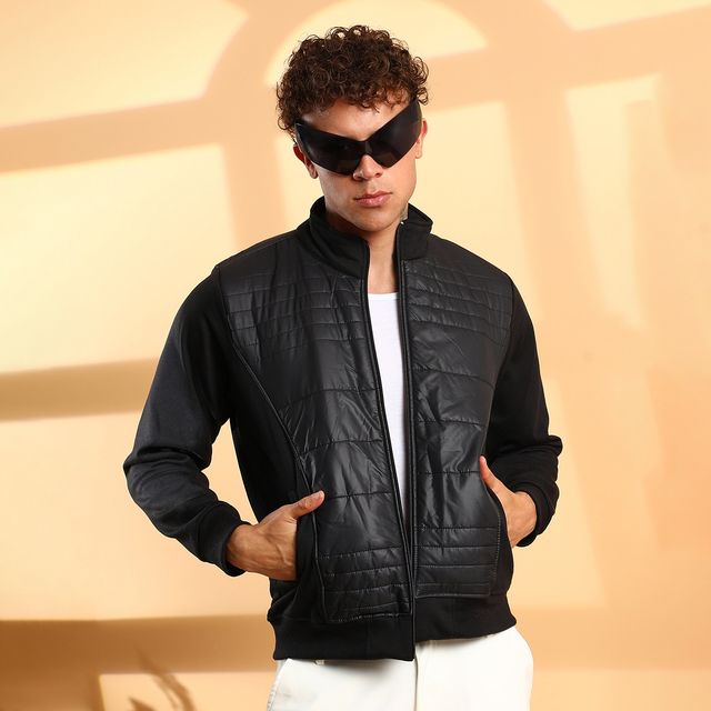 Campus Sutra Men's Winter Jacket | Black - L