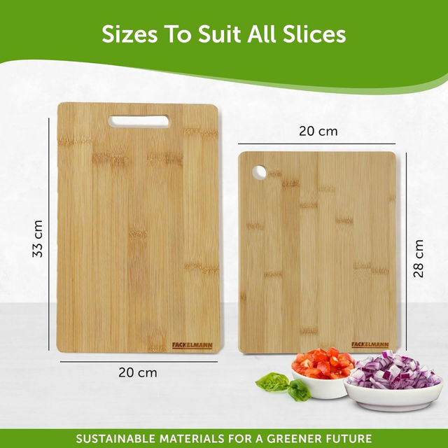 Fackelmann Bamboo Chopping Board 33x20 CM Natural  | Eco-Friendly Kitchen Essential | BPA Free 1.0 PIECE