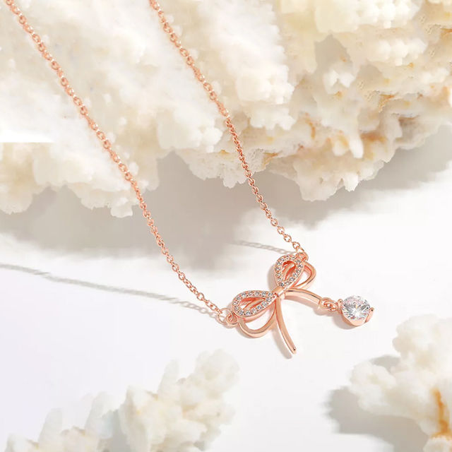 Designs & You Rose Gold Plated American Diamond Studded Infinity Shape Korean Pendant | 1 pack