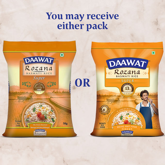 Daawat Rozana Super Basmati Rice | Medium Grain 1 kg Combo