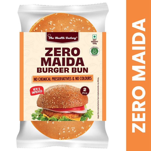 The Health Factory Zero Maida Burger Bun | Clean Label - Not Brown