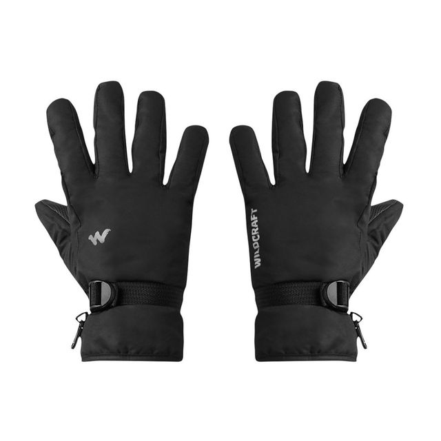 Wildcraft Unisex Solid Polyester Winter Gloves | Black - One Size