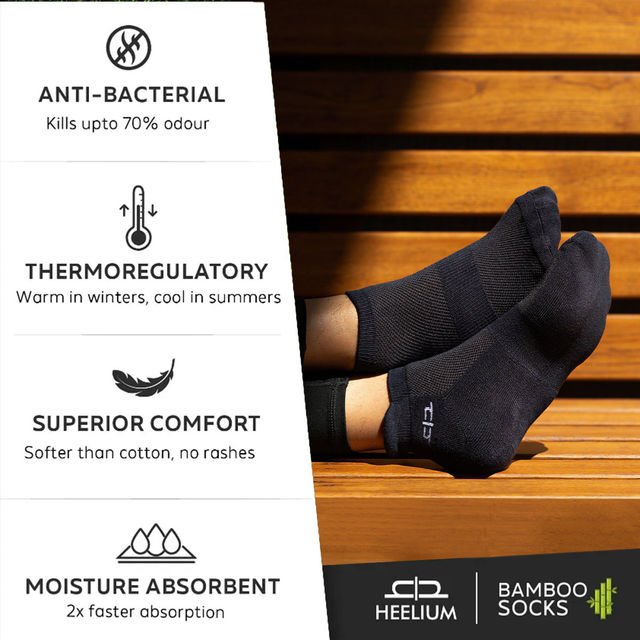 Heelium Men's Solid Bamboo Ankle Socks | Assorted - UK 7 - 11