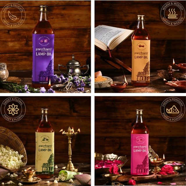 Panchami Sacred Fragrances Lamp Oil | Set Of 4 - Assorted