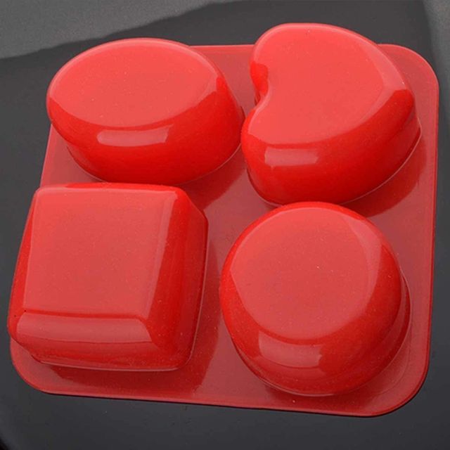 Clazkit Silicone Circle, Square, Oval and Heart Shape Soap Cake Making Mould, Multicolor