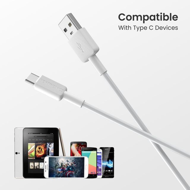 Portronics Konnect Link Type C Charging Cable with 3.0A Output | 480Mbps | 1 m Length - White