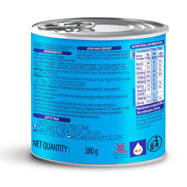 Nestle Milkmaid Partly Skimmed Sweetened Condensed Milk | Tin