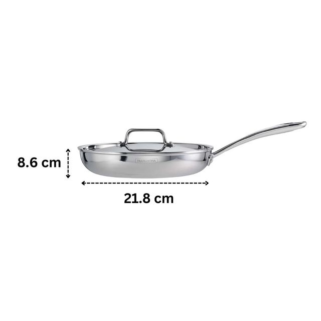Tramontina Fusao Healthy Triply Ceramic 20cm Frypan EX+ with SS 304 lid | Non Toxic (PFAS/PTFE/PFOA Free) Omlete Pan | Saute | Induction Friendly | Stay Cool Handle I 10 Year Warranty