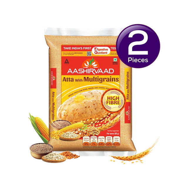 Aashirvaad Atta with Multigrains | Take Care of Your Digestion with High Fibre Atta 5 kg Combo