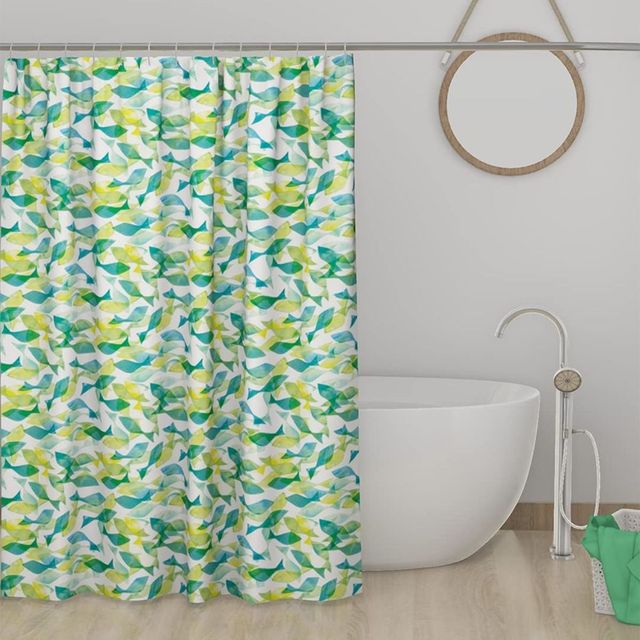 Lushomes Shower Curtain - Multi | Fish Doodle Printed | 12 Eyelets | No Hooks | 6 x 6.5 ft