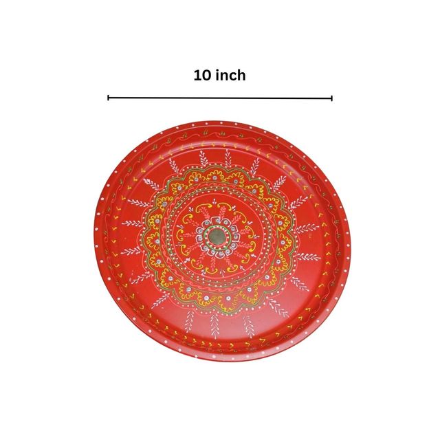 Gullak Pooja Thali Kalash Set Stainless Steel Handpainted With 10 inch Thali Lota And 2 Katori