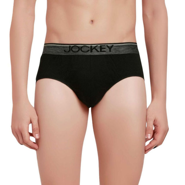 Jockey 8037 Men's Super Combed Cotton Solid Brief|Ultrasoft Waistband | Black-XL