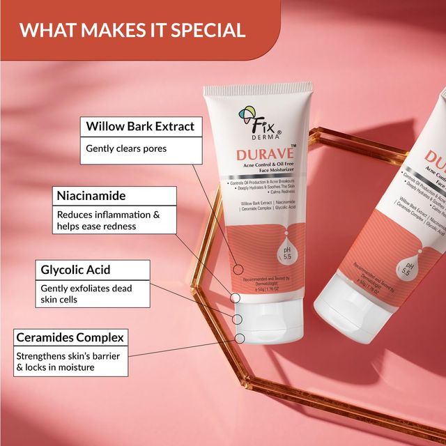 Fixderma Durave Acne Control Moisturizer | Oil-Free with Glycolic Acid