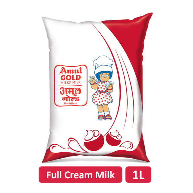 Amul Gold Full Cream Fresh Milk (Pouch) 1 l X 3 Combo