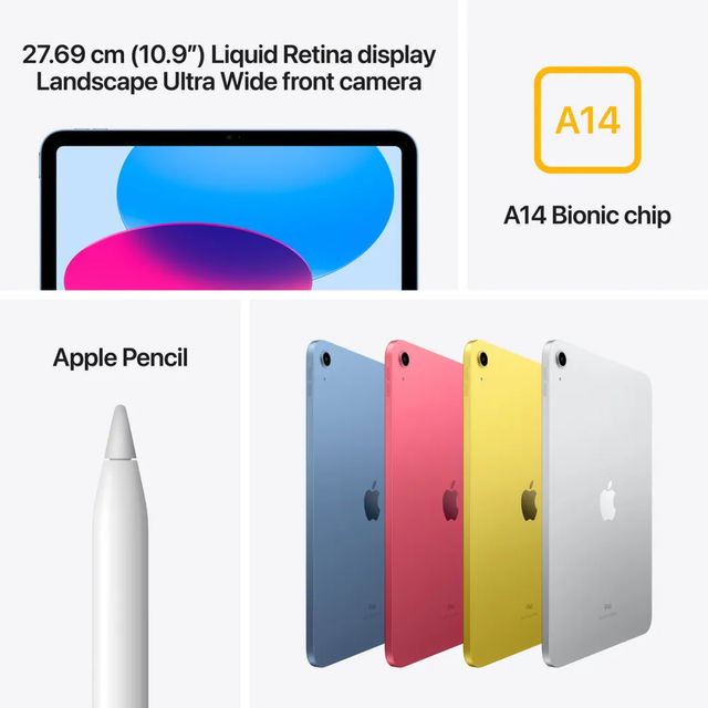 Apple iPad 10th Gen | 10.9" Liquid Retina Display | 64 GB ROM | 12MP Front and Back Camera | Blue