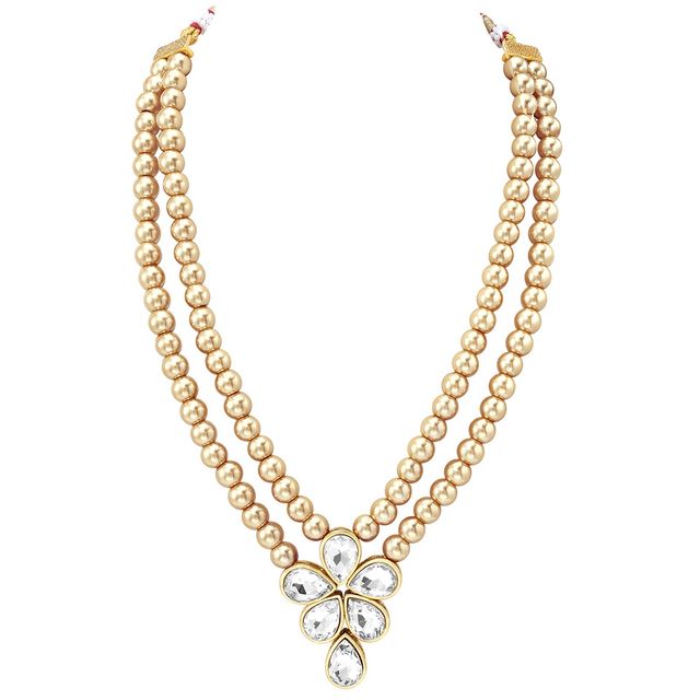Peora Traditional Beads Kundan Layered Long Necklace & Drop Earring Ethnic Set Gift for Women
