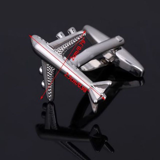Peora Airplane Plane Jet Pilot Pair Silver Shirt Cufflinks for Men Boys Corporate Business Gift