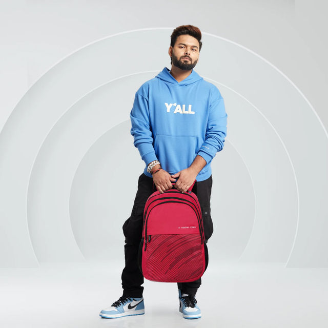 Nasher Miles Wave Backpack- Unisex- 3 Compartment Casual College Bag- Red- 45L