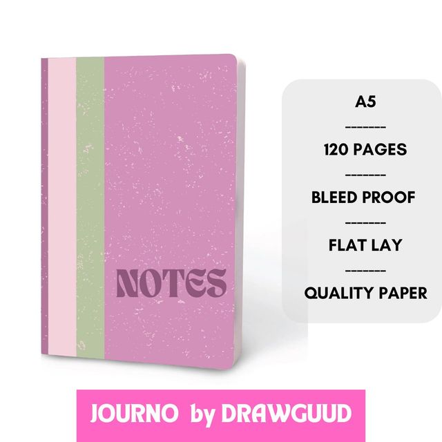 Journo By Drawguud 70 Gsm A5 Notebook : Ruled |120 Pages (Purple Notes)