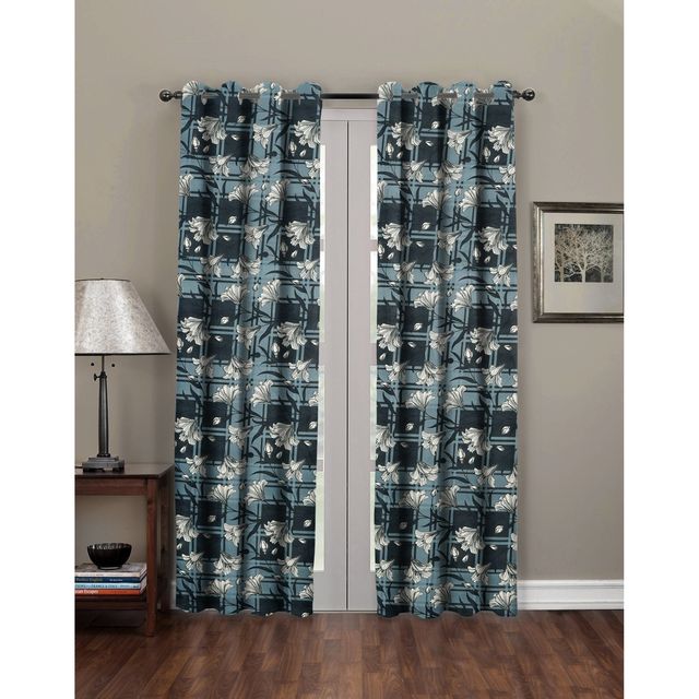 BAY6 Microfiber Cotton Door Curtains - Set of 2 - (7x4 ft) - Black