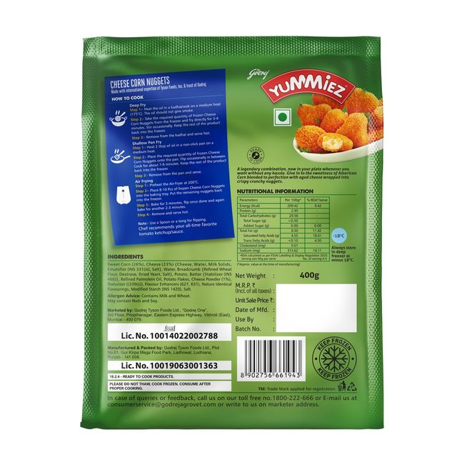 Godrej Yummiez Cheese Corn Nuggets 400 gms X 2 Combo