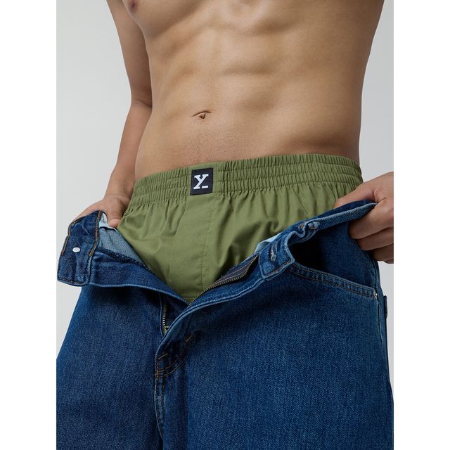 XYXX Pace 100% super combed cotton Printed Boxer | Back Pocket | Army Green- S