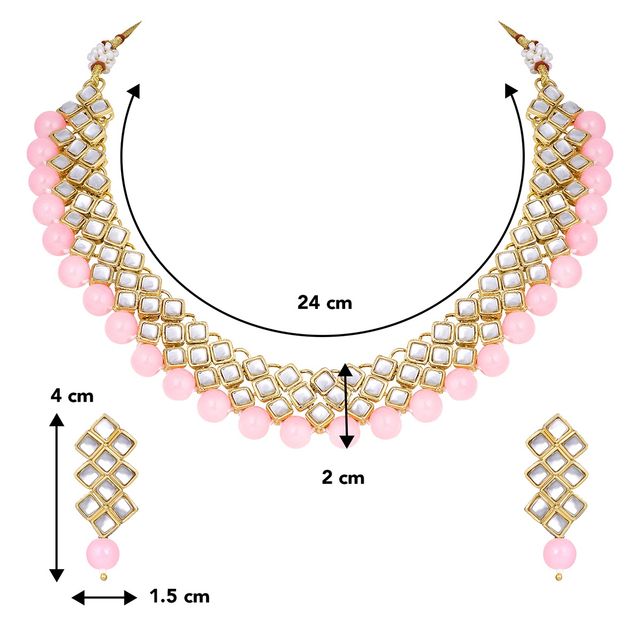 Peora Gold Plated Kundan Pearl Bridal Choker Necklace Jewellery Set With Dangle Earrings For Women