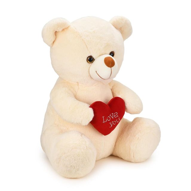 Cadbury Dairy Milk Silk Heart Shaped Valentines Chocolate Gift Box(135gms) & Webby Plush Teddy Bear With Heart | 25 Cm | Off White(1pc) Combo