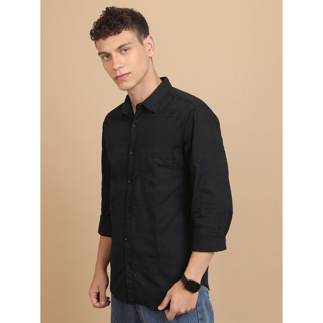 Ketch Men Solid Slim Fit Shirt | Black | XL