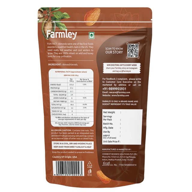 Farmley 100% Natural California Almonds - Badam