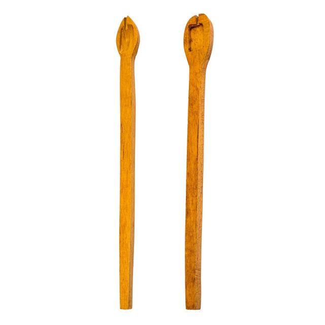 Swaha Wooden Havan Pooja Spoon Sruba, Sruchi For Yagna - Light Brown - Set Of 2