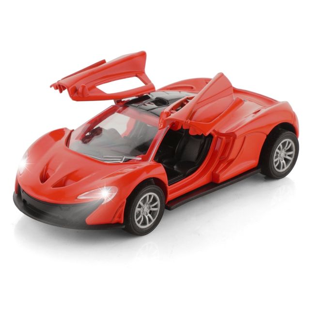 Adit Toys Die Cast Metal Car With Led Lights & Engine Sound, Pull Back Toy Car For Kids 3+ (Red)