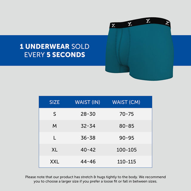 XYXX Ace IntelliSoft Micro Modal solid Trunk | Men's Innerwear | Pack of 2 | Blue + Grey- L