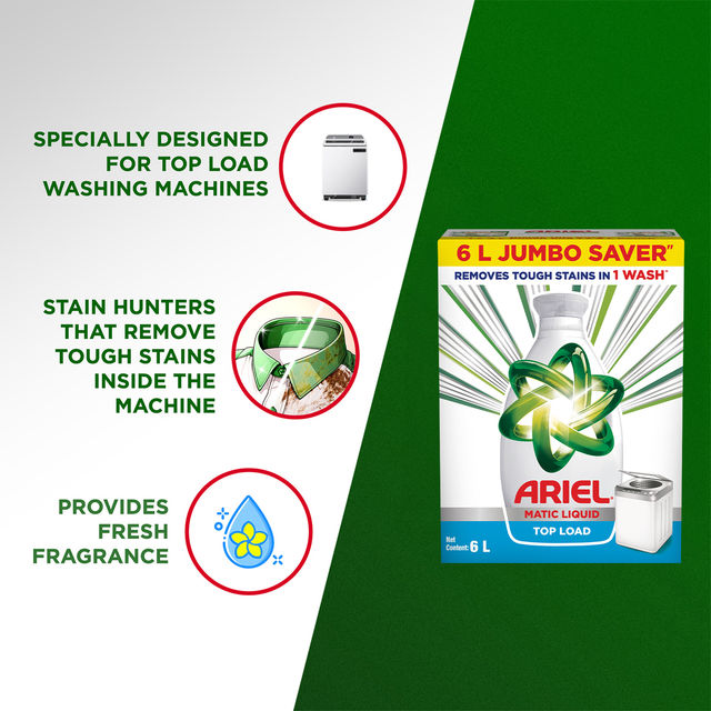 Ariel Stain Removal Top Load Washing Machine Detergent Liquid